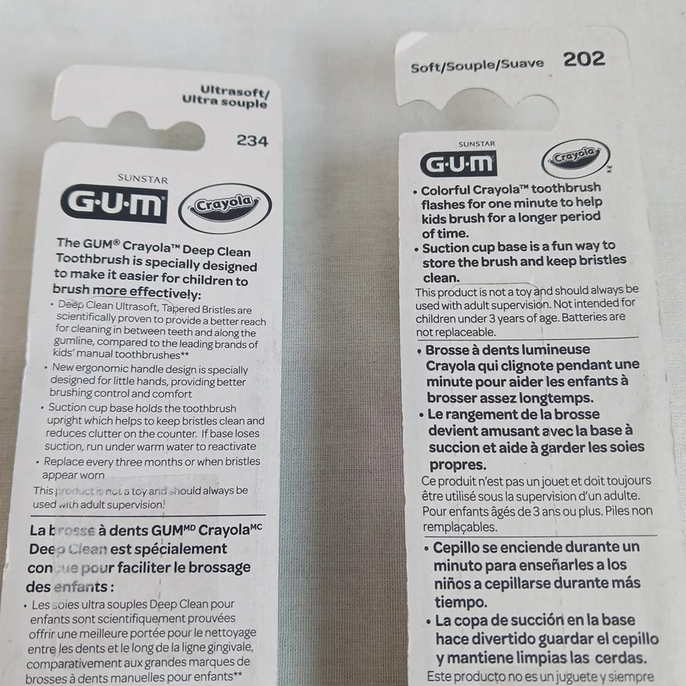 GUM Crayola Toothbrushes Lot of 2 Green Rainbow